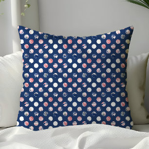 Errötendes Rosa Marineblau Punkte Blumen Aquarell Kissen