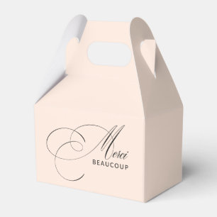 Errötendes Rosa Merci Beaucoup Elegante Kalligrafi Geschenkschachtel