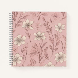 Errötendes Rosa Minimales Florales Muster Notizblock