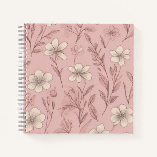 Errötendes Rosa Minimales Florales Muster Notizblock