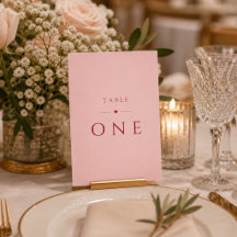 Errötendes Rosa Minimalistische Hochzeit Tischnumm