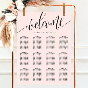 Errötendes Rosa Minimalistische Hochzeits-Sitzordn Poster