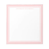 Errötendes Rosa Minimalistisches Monogramm Notizblock (Vorderseite)