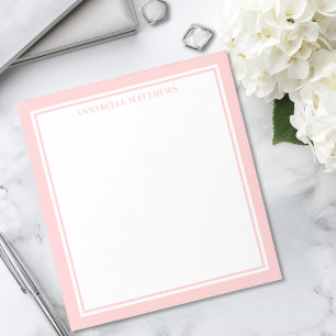 Errötendes Rosa Minimalistisches Monogramm Notizblock