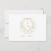 Errötendes Rosa mit Monogramm RSVP mit QR-Code-Sch (Rückseite)