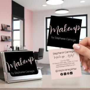 Errötendes Rosa Modernes Makeup-Artist-Script Schw Quadratische Visitenkarte