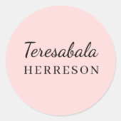 Errötendes Rosa Modernes Minimal-Monogramm-Design Runder Aufkleber (Vorderseite)