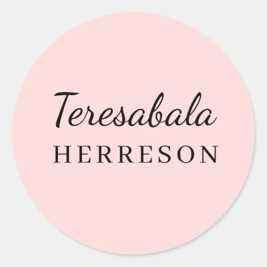 Errötendes Rosa Modernes Minimal-Monogramm-Design Runder Aufkleber (Vorderseite)