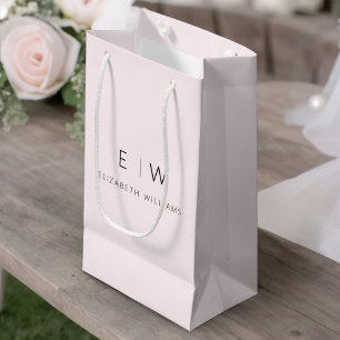 Errötendes Rosa Modernes Minimalistisches Monogram Kleine Geschenktüte