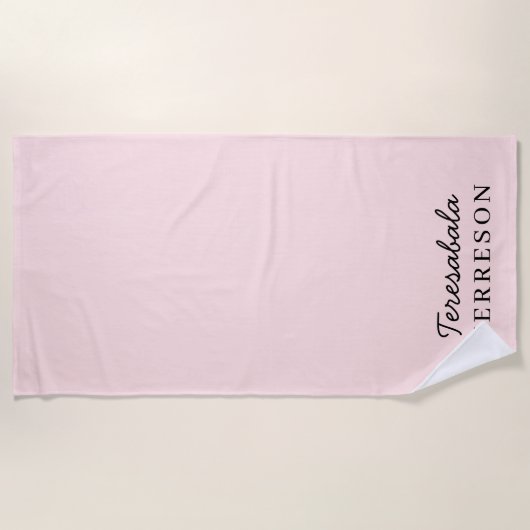 Errötendes Rosa Monogramm Moderne Minimalistische Strandtuch (Vorderseite)