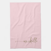 Errötendes Rosa Monogramm Name Gold Kalligrafie Sc Geschirrtuch (Vertikal)