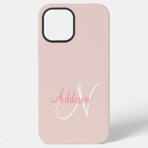 Errötendes Rosa Monogramm Personalisiert Elegant iPhone 12 Pro Max Hülle