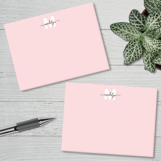 Errötendes Rosa Monogramm Post-it Klebezettel
