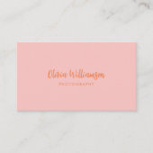 Errötendes Rosa Orange Schriftname Minimalistisch  Visitenkarte (Vorderseite)