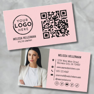 Errötendes Rosa QR-Code Modernes Professionelles F Visitenkarte