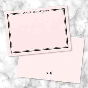 Errötendes Rosa Rahmen Minimalistischer Namensmono Mitteilungskarte