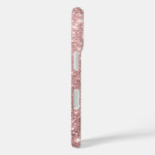 Errötendes Rosa Roségold Glitter Name Monogramm Case-Mate iPhone Hülle (Rückseite / Rechts)