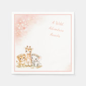 Errötendes Rosa Safari Löwe Elefant Giraffe Kinder Serviette (Vorderseite)