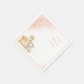 Errötendes Rosa Safari Löwe Elefant Giraffe Kinder Serviette (Ecke)