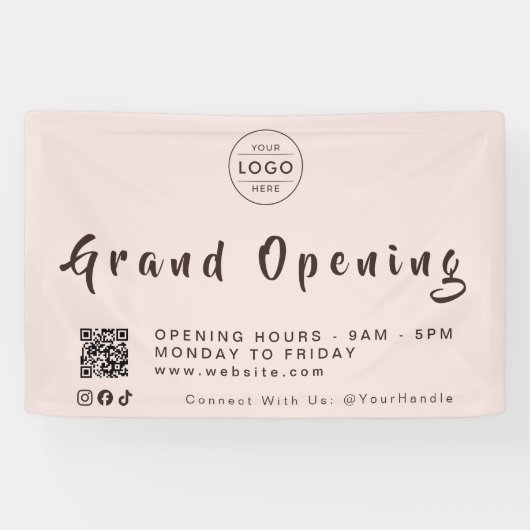 Errötendes Rosa Salon QR-Code-Logo Wimpern Nagel B Banner (Horizontal)