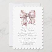 Errötendes Rosa Schleife Babyparty Einladung (Vorderseite)