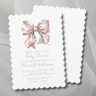 Errötendes Rosa Schleife Babyparty Einladung