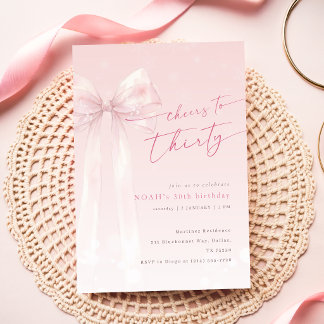 Errötendes Rosa Schleife Kokette Winter Mädchen 30 Einladung
