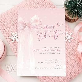 Errötendes Rosa Schleife Kokette Winter Mädchen 30 Einladung