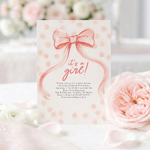 Errötendes Rosa Schleife Whimsical Minimalistische Einladung