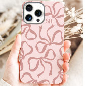 Errötendes Rosa-Schleifen-Monogramm Case-Mate iPhone Hülle