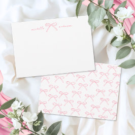 Errötendes Rosa Schleifen Name Mitteilungskarte
