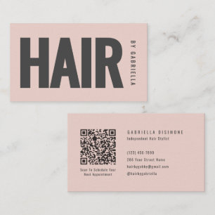 Errötendes Rosa Schwarzer Minimalistischer Friseur Visitenkarte