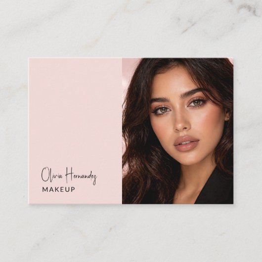 Errötendes Rosa Schwarzes Schriftfoto-Make-up Visitenkarte (Vorderseite)