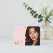 Errötendes Rosa Schwarzes Schriftfoto-Make-up Visitenkarte (Stehend Vorderseite)