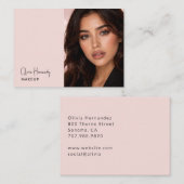 Errötendes Rosa Schwarzes Schriftfoto-Make-up Visitenkarte (Vorne/Hinten)