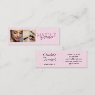 Errötendes Rosa Schwarzes Skript-Foto-Make-up Mini Visitenkarte