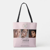 Errötendes Rosa Skript-Logo Foto-Make-up-Studio Tasche (Rückseite)