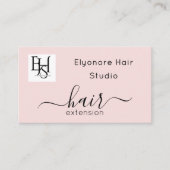 Errötendes Rosa Skript Logo QR Code Haarverlängeru Visitenkarte (Vorderseite)