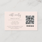 Errötendes Rosa Skript Social Icon QR Code Foto Ma Visitenkarte (Rückseite)