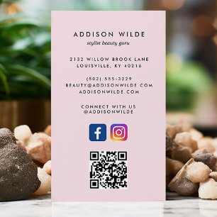 Errötendes Rosa Social Media Instagram Facebook QR Visitenkarte