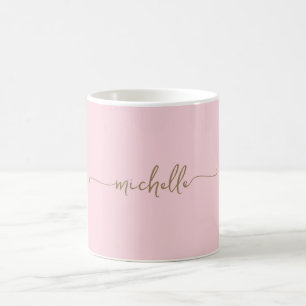 Errötendes Rosa Stilvoll Gold Monogramm Unterschri Kaffeetasse