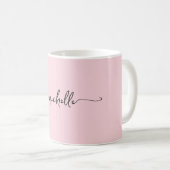 Errötendes Rosa Stilvolles Monogramm Unterschrift Kaffeetasse (VorderseiteRechts)