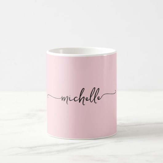Errötendes Rosa Stilvolles Monogramm Unterschrift Kaffeetasse (Mittel)