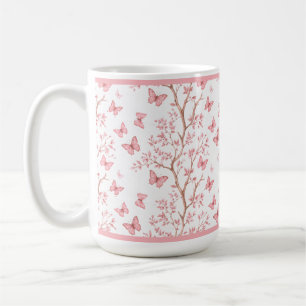 Errötendes Rosa Tinten-Umrandetes Floraldesign Kaffeetasse