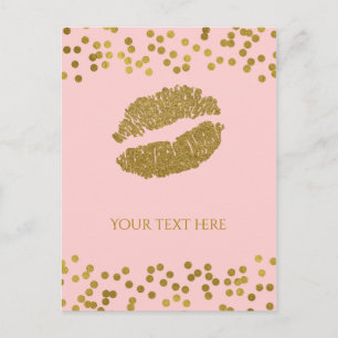 Errötendes Rosa und Gold falsche Folien-Konfetti-P Postkarte