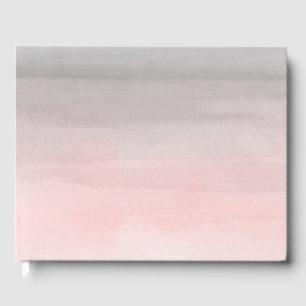 Errötendes Rosa und Grau Moderne Aquarell-Hochzeit Gästebuch