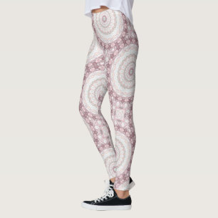 Errötendes Rosa und Minze Mandala Muster Design Leggings