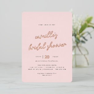 Errötendes Rosa und Roségold Einfache Brautparty Folieneinladung