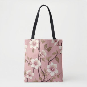 Errötendes Rosa Vintage-Blumen-Zweig-Muster Tasche