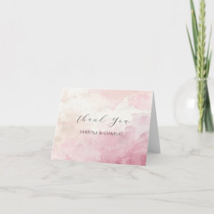 Errötendes Rosa Wasserfarben-Waschung Elegant Dankeskarte